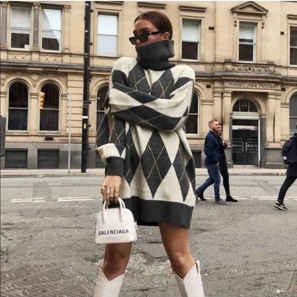 Pringle of Scotland/ H&M Argyle Knit Turtleneck
Sweater Dress XS-Wool Blend - Picture 5 of 13